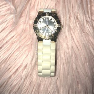 Guess white and gold watch